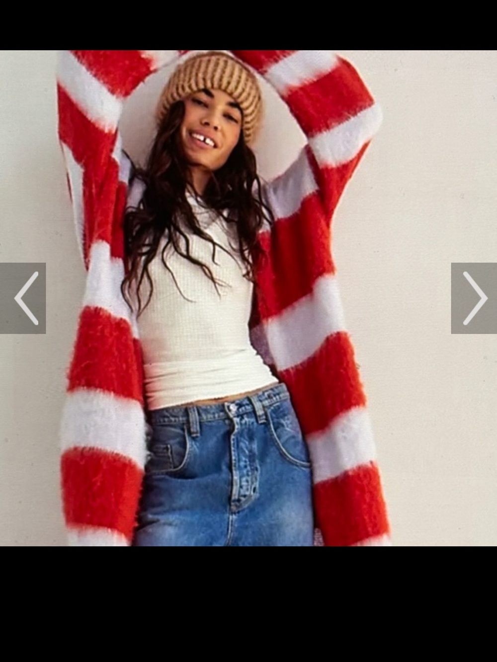 Free People Red and White Mantra Cardi